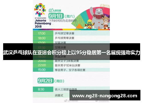 武汉乒乓球队在亚运会积分榜上以95分稳居第一名展现强劲实力